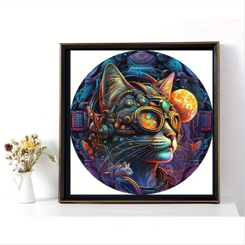 

Cat Wearing Glasses Unique Shape Wooden Puzzle Home Decor Art Toy Family Game Educational Brain Teaser for All Ages