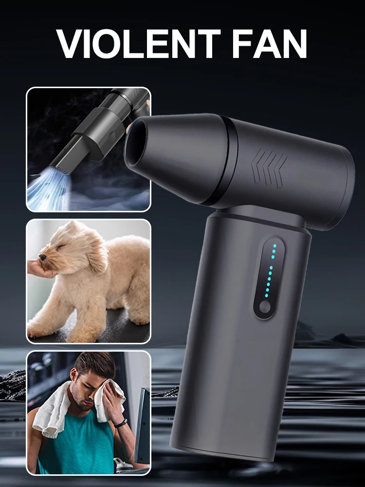 160000RPM Car Electric Air Duster 265g Thrust  Mini Turbo Violent Fan Rechargeable Blower Super Strong Jet Dry Keyboard Cleaning