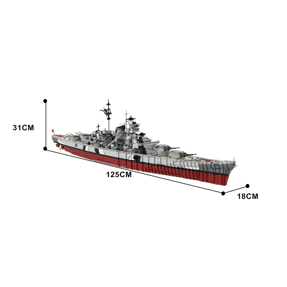 Gobricks MOC Bismarck Space Battleship Bricks Model WWII Military Warships Bismarck Building Blocks Set Collection Toys Gift