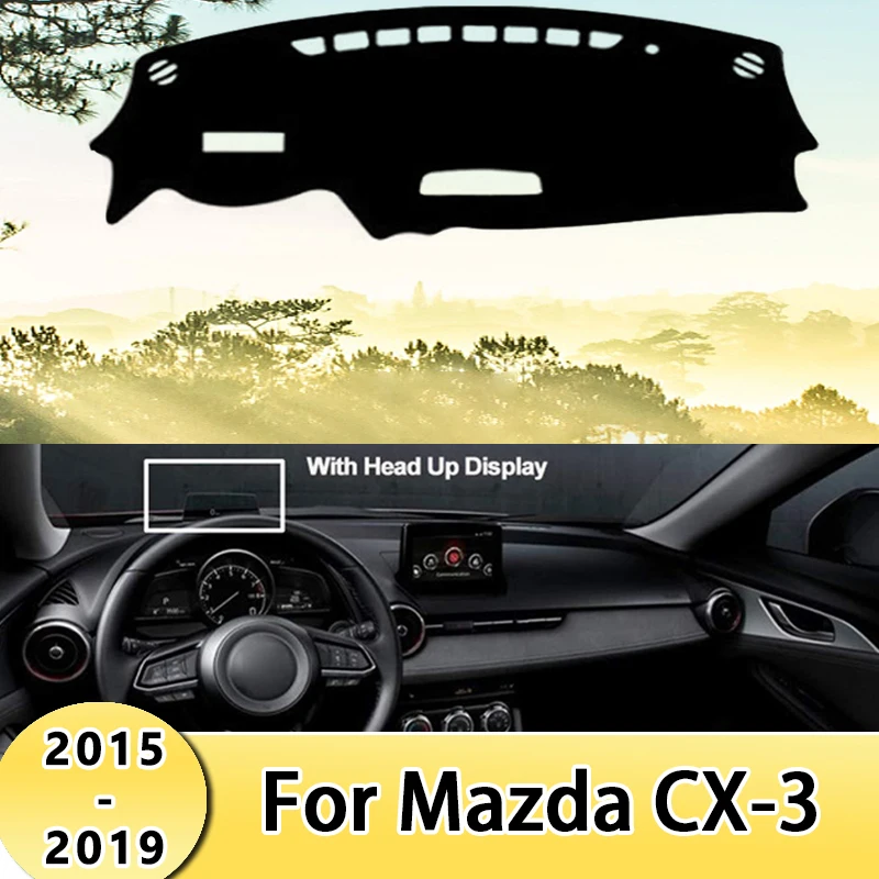 

Car Dashboard Cover Sun Shade Mats Avoid Light Pads Panel Protective Carpets For Mazda CX-3 2015-2019 With Head Up Display
