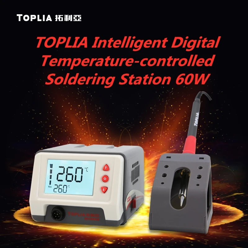 

TOPLIA Intelligent Digital Temperature-controlled Soldering Station 60W EH969 with Certificate CE,ROHS,FCC