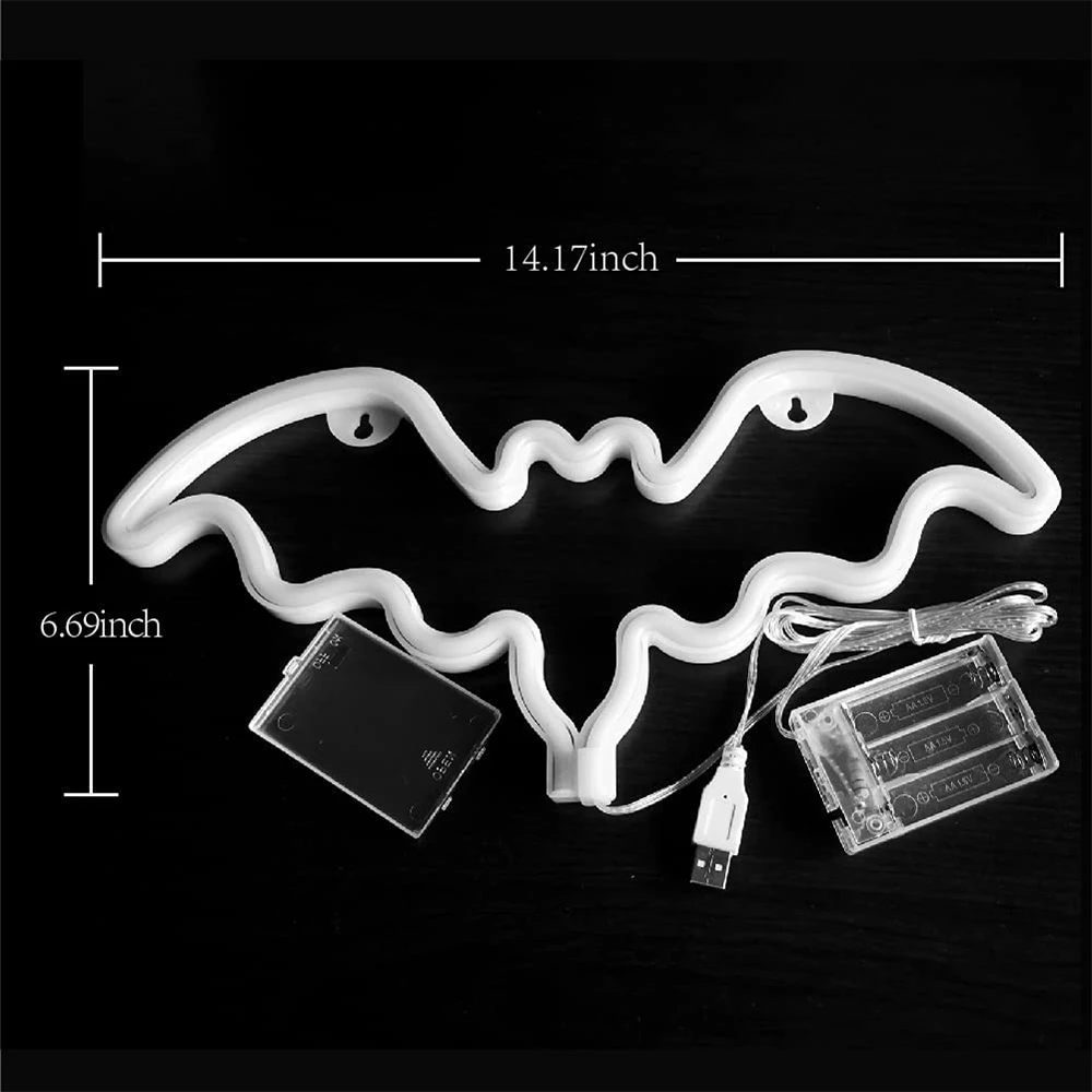 Lumières LED USB 62 Neon, chauve-souris, décoration murale, bureau, chambre de filles