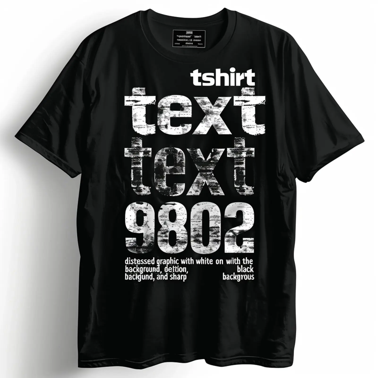 

Vintage 9802 Graphic T Shirt Unique White Text on Black Tee