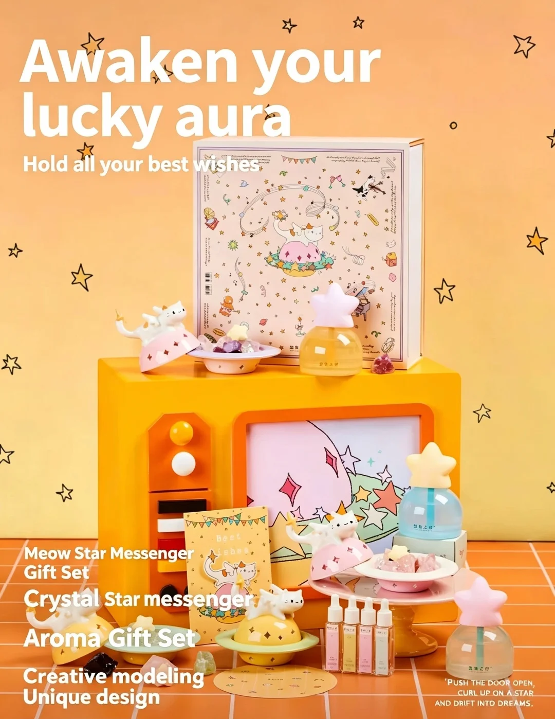 Starry Sky Cat aromatherapy crystal gift set – a cute, unique, and practical gifts Scent diffuser ornaments