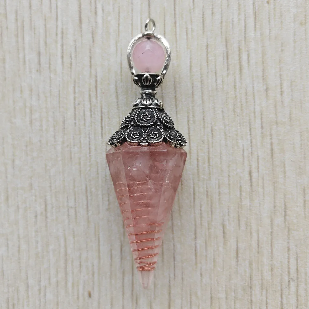 Fashion Natural gravel stone resin Hexagonal Pyramid Pendants For DIY jewelry accessories making Wholesale 10pcs fast shipping