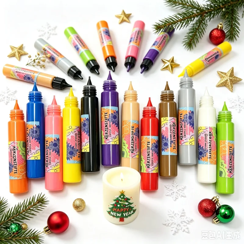 12 Colors 30ml Candle Paint Pen Set Eco‑Friendly Odor‑Free DIY Painting Pigment for Christmas Festival Candle DecorationSupplies