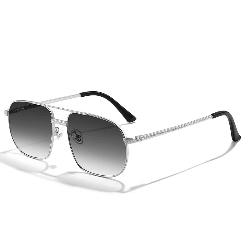 2023 New Polygon Driving Sunglasses Male Retro High Quality Metal Sun Glasses Women Blue Gradient Double Bridge Eyewear UV400