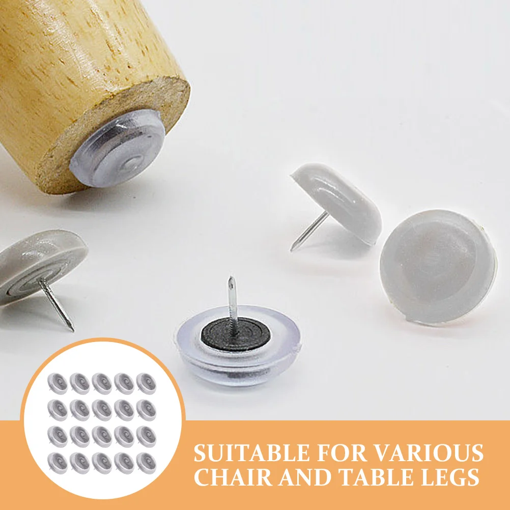 24Pcs Chair Leg Protectors Flat Head Furniture Nails Silicone Non Slip Heavy Duty Furniture Pins Floor Pads for Home Office