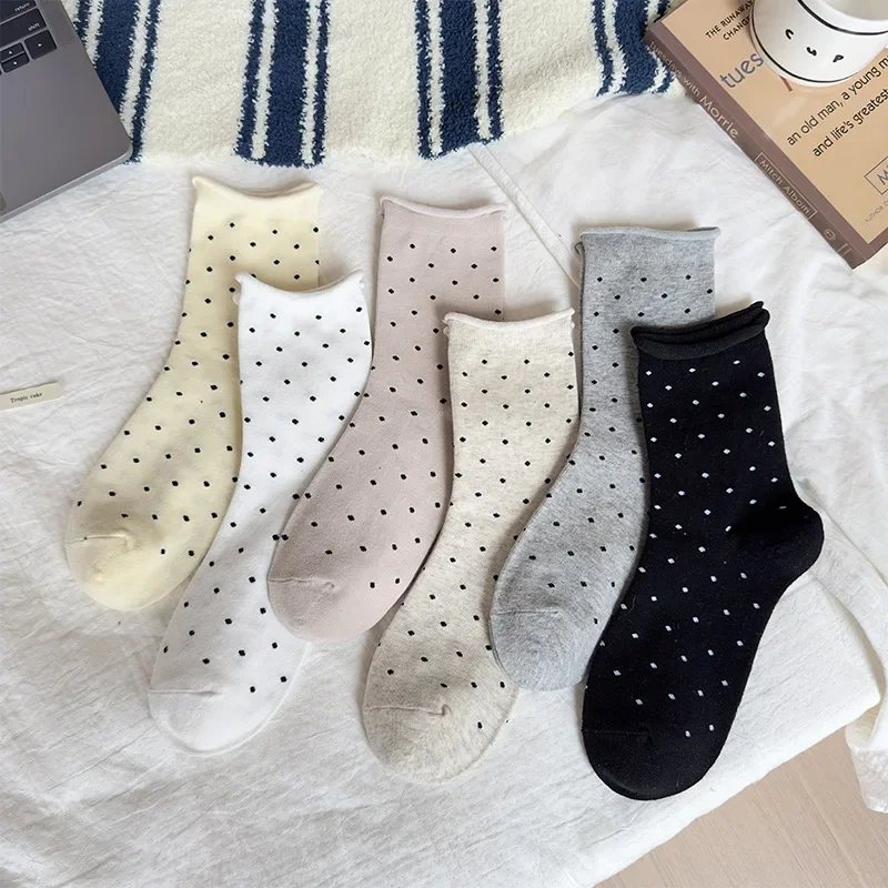 

Женские носки в горошек, уличная одежда в стиле Харадзюку, хлопковые носки для женщин и девочек, модные мягкие удобные японские милые носки в стиле каваи