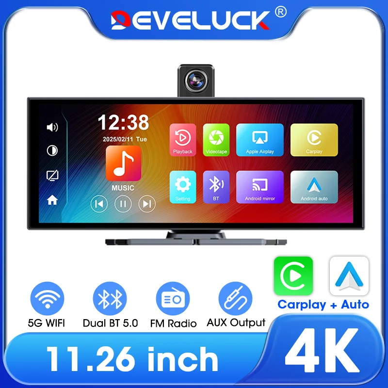 DEVELUCK 11.26インチ 4K CarPlay ディスプレイオーディオ Develuck 11.26インチ ワイヤレスCarPlay Android Auto 4K ドライブ