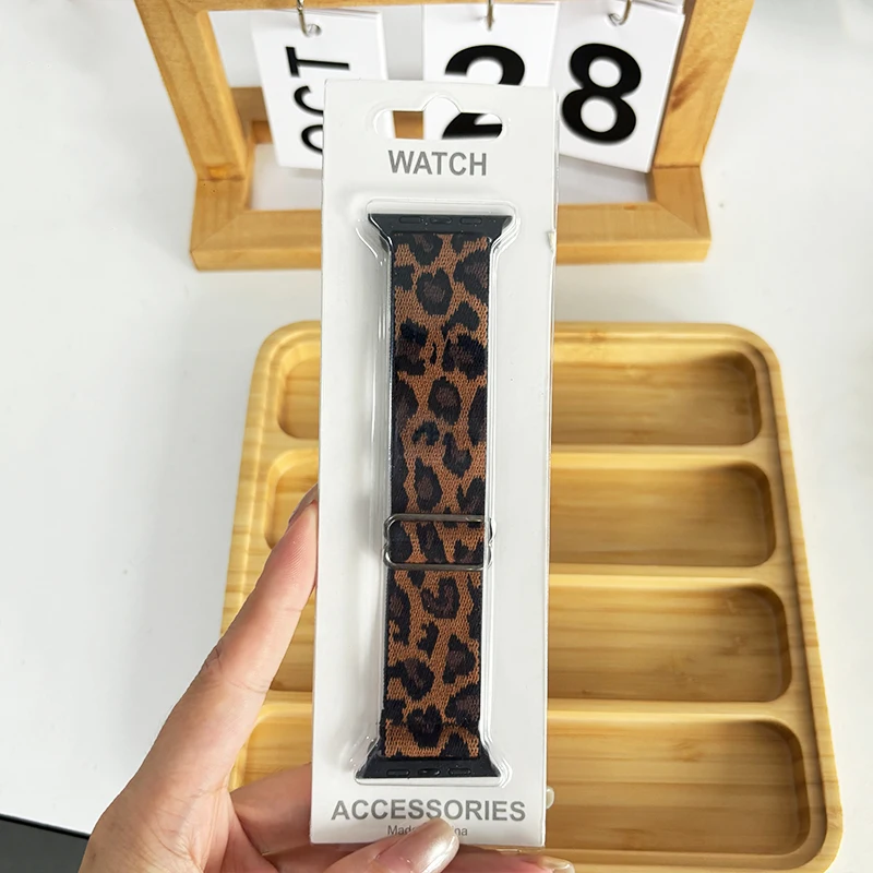 Leopard Stretchy Nylon Watch Band Compatible With iWatch Adjustable Leopard Strap For Apple Watch Series 11 10 9 8 7 6 5 4 3 SE