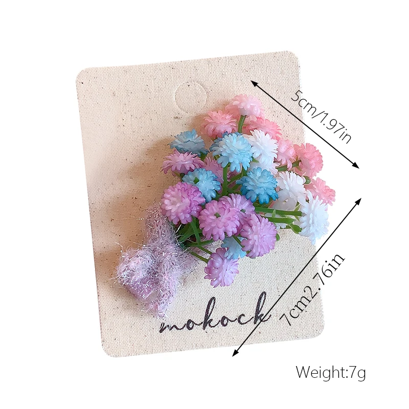 Künstliche Gypsophila-Blume Entenschnabel-Haarspange Glitzer-Netzschleife Makronenfarben Waldstil Mädchen-Seitenpony-Haarspange Kinder Flora – Detail 1