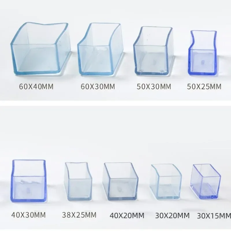 1/2pcs Non-Slip Chair Legs Caps Transparent PVC Square Caps Foot Cover Covers Floor Protector Pad Furniture Leveling Feet