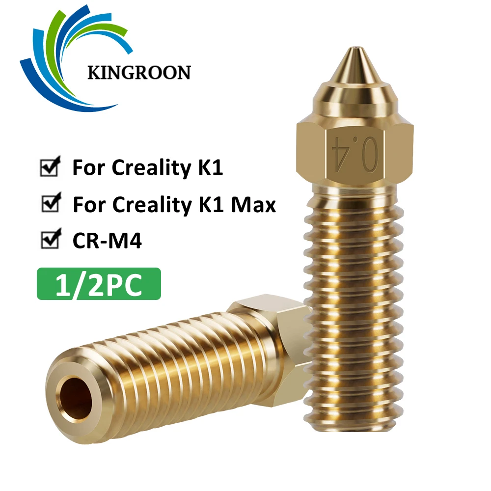 For Creality K1/K1 Max Nozzle Brass High-speed 3D Printer Nozzles 0.2/0.4/0.6/0.8/1.0/1.2mm Fit 1.75mm Filament For K1MAX CR-M4