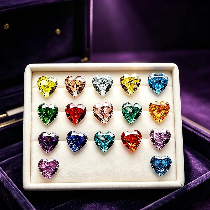 5A+ Grade Heart Crushed Ice Cut Cubic Zirconia 4K Cutting High Shine CZ Stone Top Colors for Ring Pendant DIY Jewelry Making
