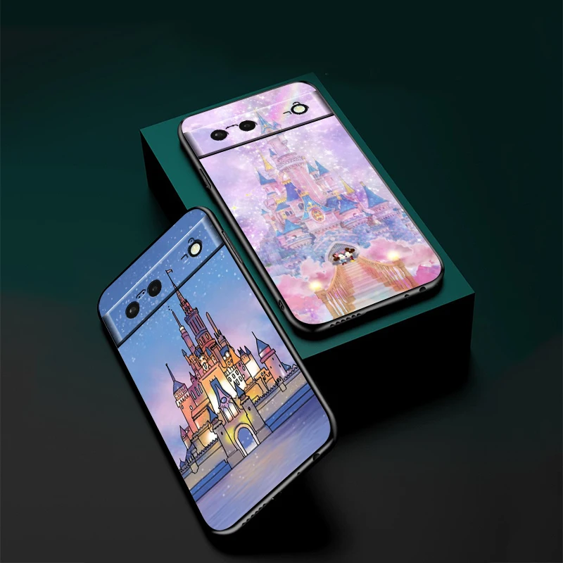 Disney Castle Phone Case For Google Pixel 8 7 Pro 6 Pro 6A 5A 5 4 4A XL 5G Black Soft Cover Fundas Cover