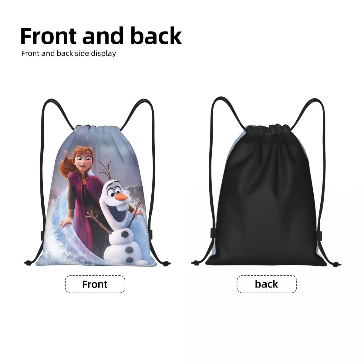 Custom Animated Movie Frozen Olaf Drawstring Backpack Women Men Sport Gym Sackpack Portable Cartoon Shopping Bag Sack