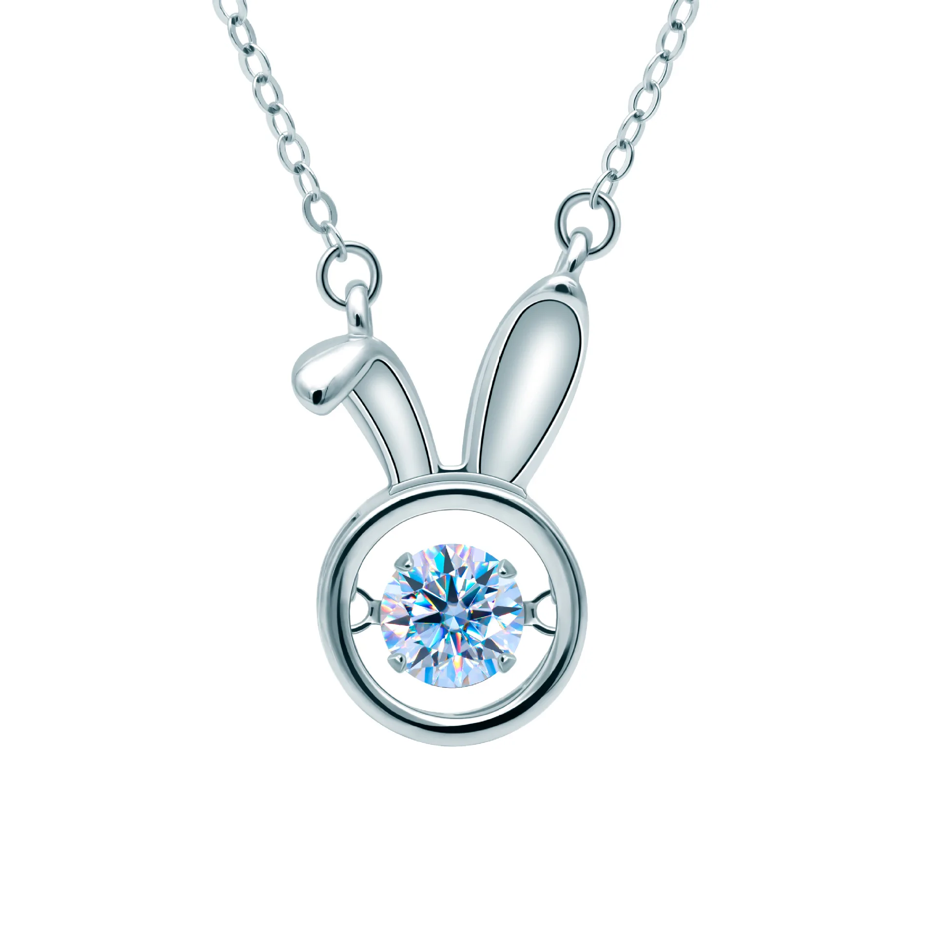

Wholesale Hot Selling Women S925 Sterling Silver Moon Rabbit Pendant Necklace