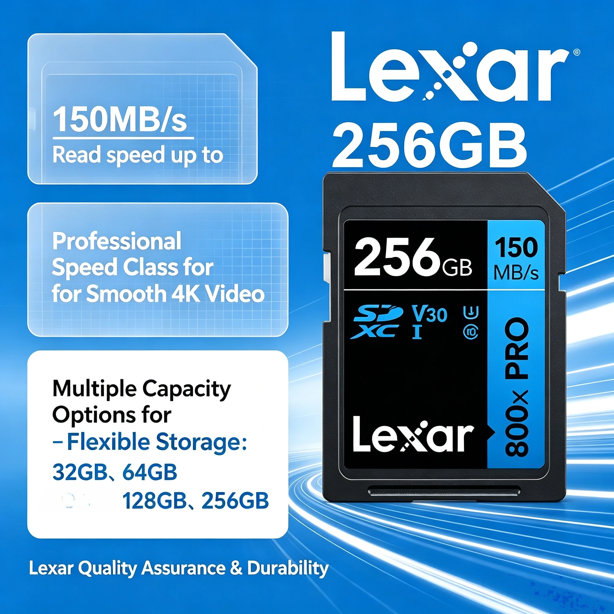 การ์ด SD Lexar 800X Pro 32GB-256GB