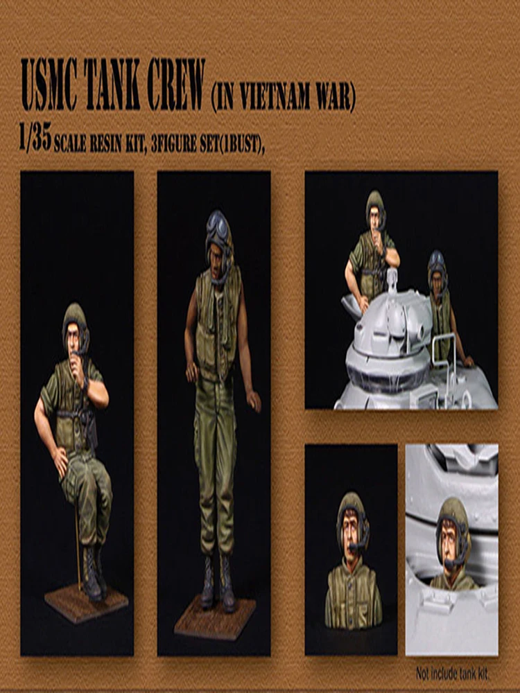 Unpainted Kit 1/35 ancient Tank Crew in Vietnam  Resin Figure miniature garage kit