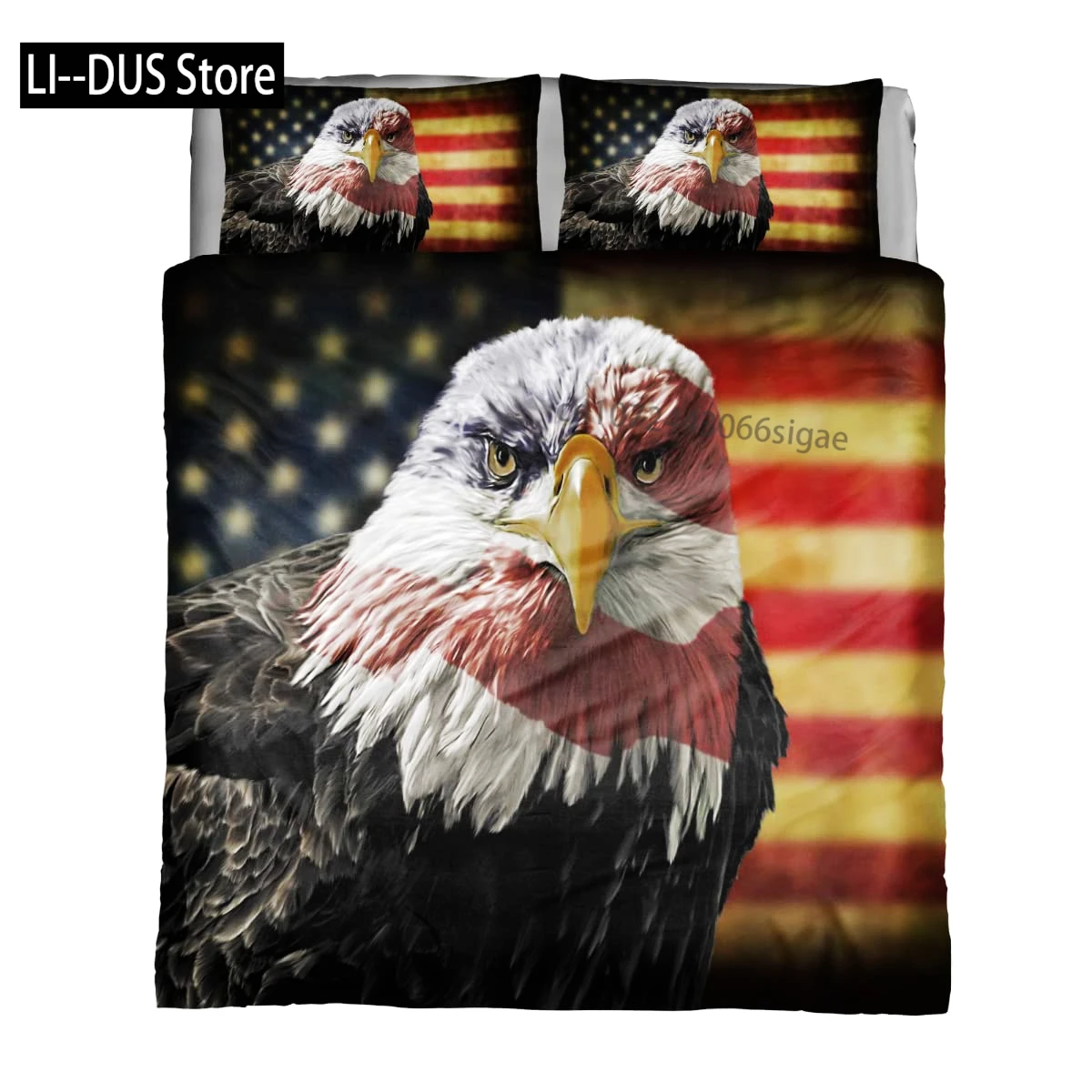 مجموعة غطاء لحاف أفريقيا، منظر جوي للنسر الأصلع Flying USA، طقم سرير مزخرف مكون من 3 قطع مع وسادتين، مقاس كينج كامل