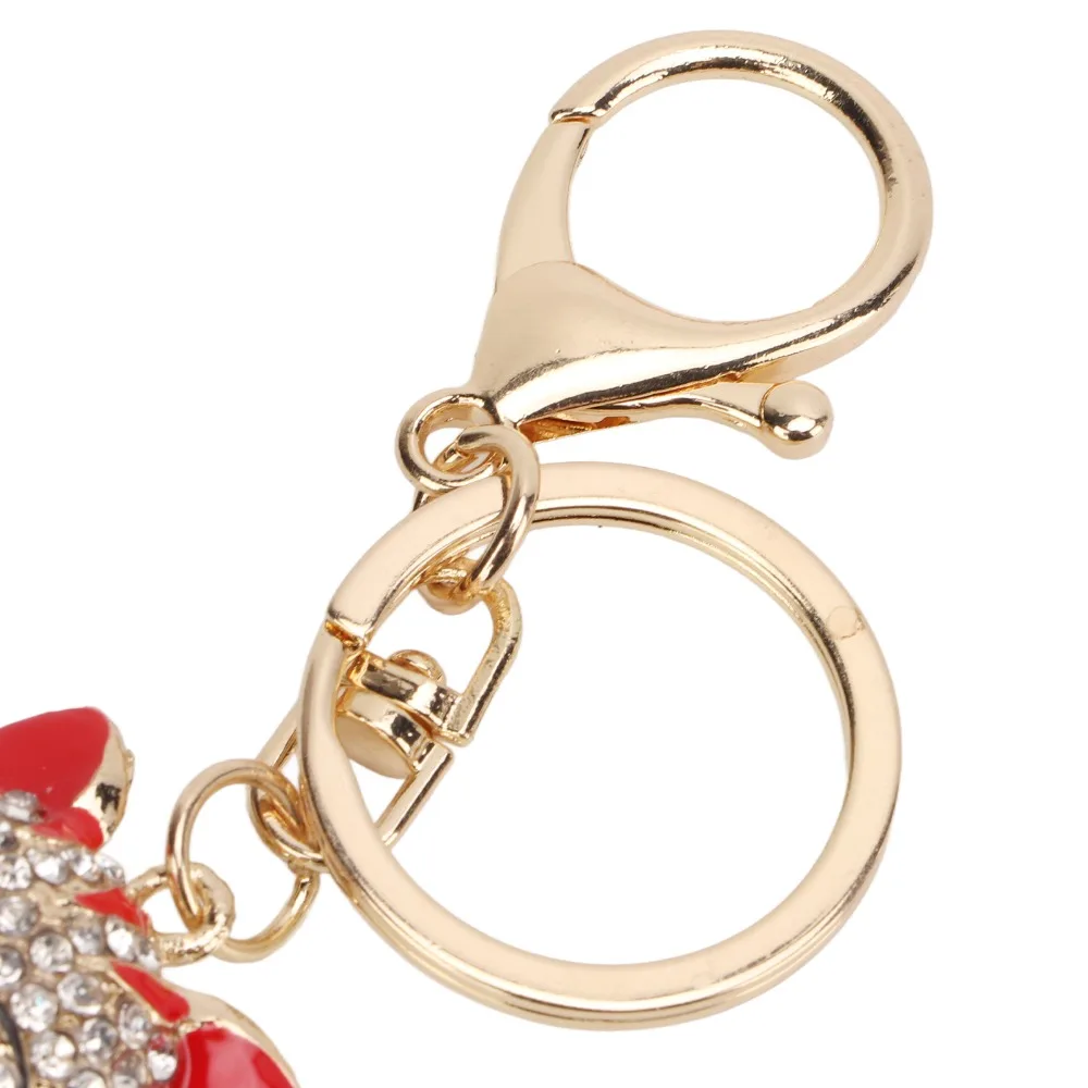 1pcs Cute Zinc Alloy Cat Keychain Metallic Luster Rhinestone Crystal Cat Bag Charm Cat Pendant For Backpacks