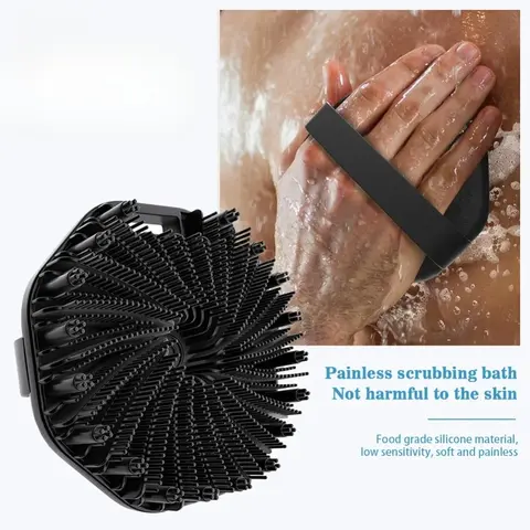 Spazzola per la schiena in silicone morbido da bagno Spugna per doccia da bagno Spazzola per la pulizia con manico Scrub esfoliante Massaggiatore per la pelle Spazzole esfolianti