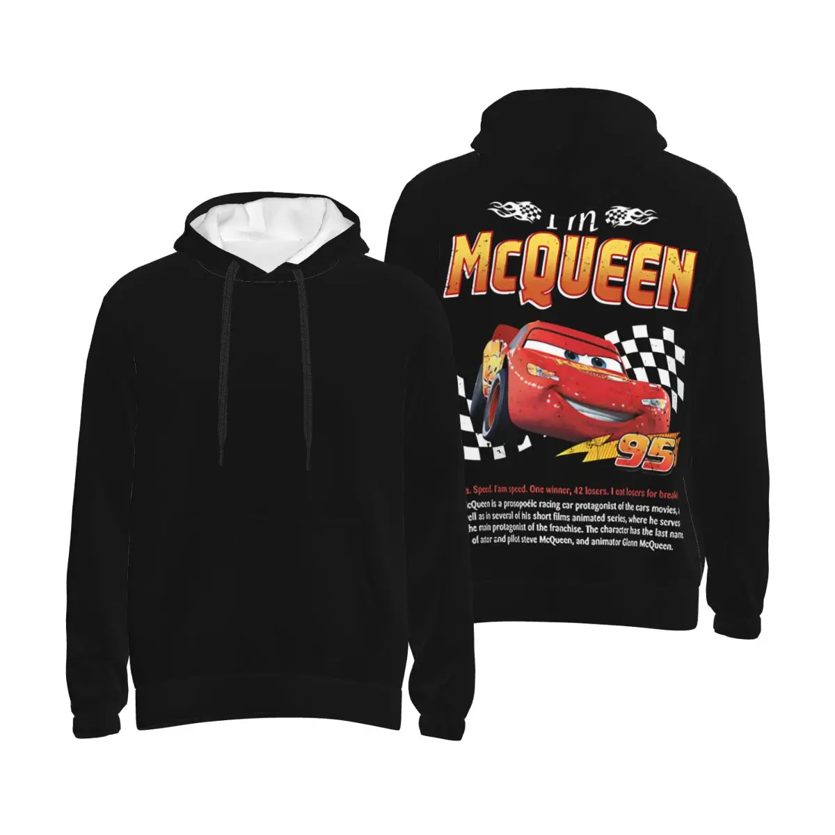 Men Women I\'m Lightning Mcqueen Car sally couple Hoodie Hooded Collar Hoodies Pullover Sweatshirts Long Sleeve Shirts