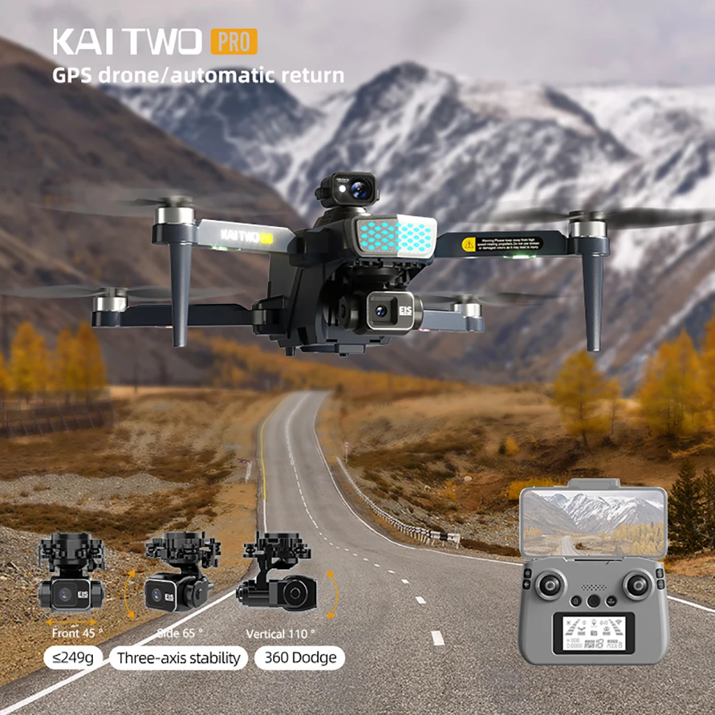 Kai-GPS 2プロのリモートコントロールドローン,4Kプロ,8kアクスル,3軸,自己安定化,HDカメラ,360 ° ろ過,ブラシレスドローン