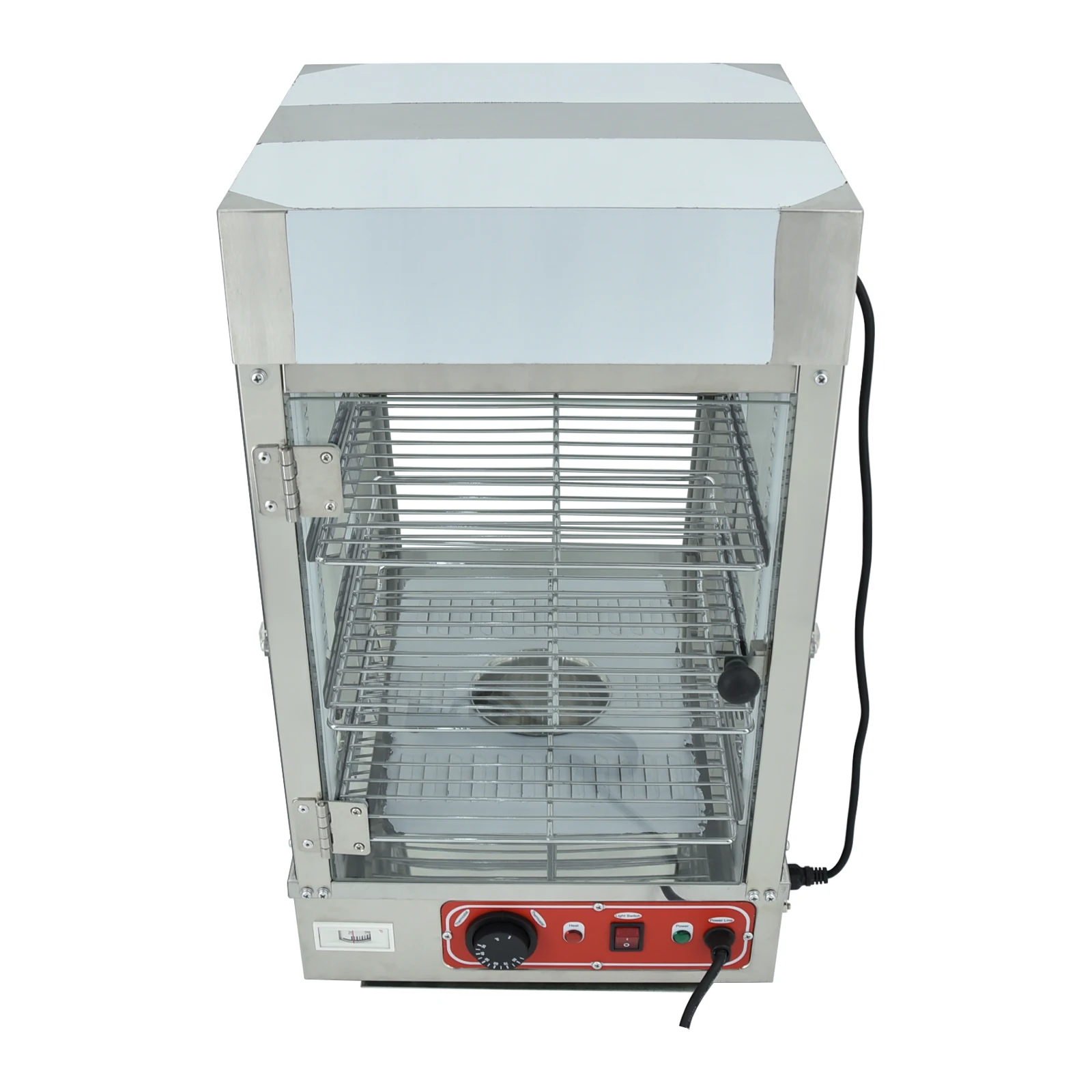 

Countertop Small 3 Layer Stainless Steel Glass Cover Glass Food Warmer Display Showcase Modern Cheap Display Showcases