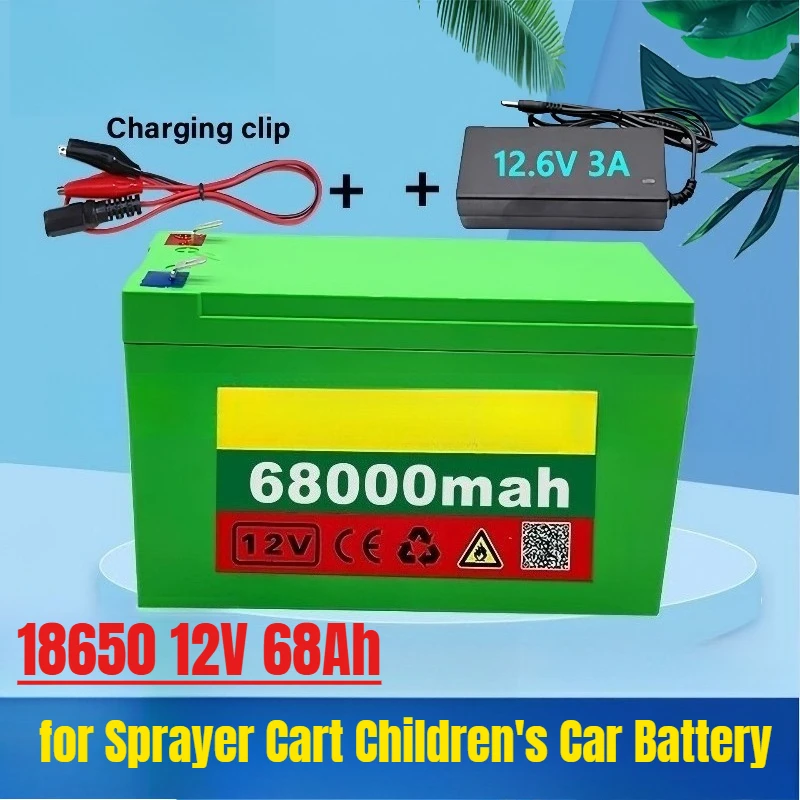 

18650 12V 68Ah Large Capacity Built-in High Current 20A BMS for Sprayer Cart Children's Car