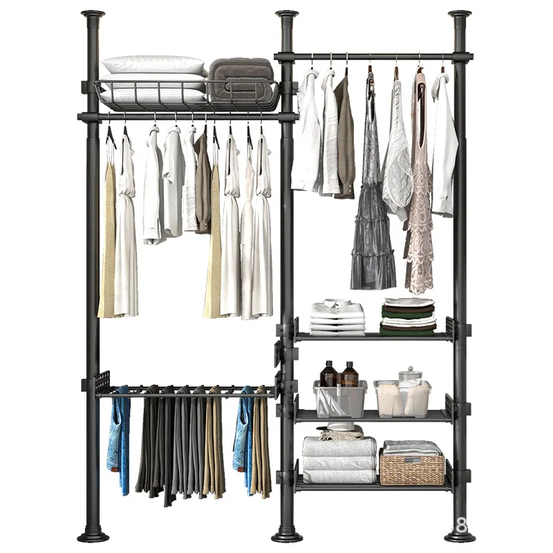 

Bedroom floor to ceiling clothes rack, overhead storage rack, walk-in closet, drying rack