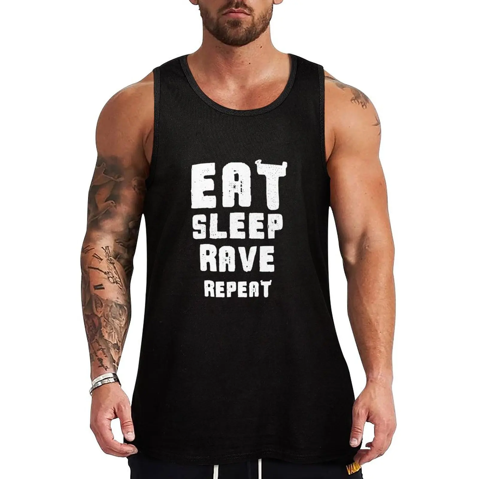 

Eat Sleep Rave Repeat Tank Top Basic Tank Top Soft Breathable Casual Daily Wear