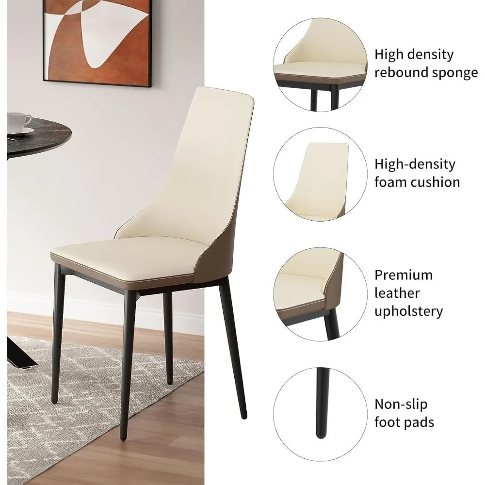 Round Dining Table Set for 2,Small Kitchen Table and Chairs Set 36 inch Modern Metal Cross Base Dinner Table with 2 Cushione