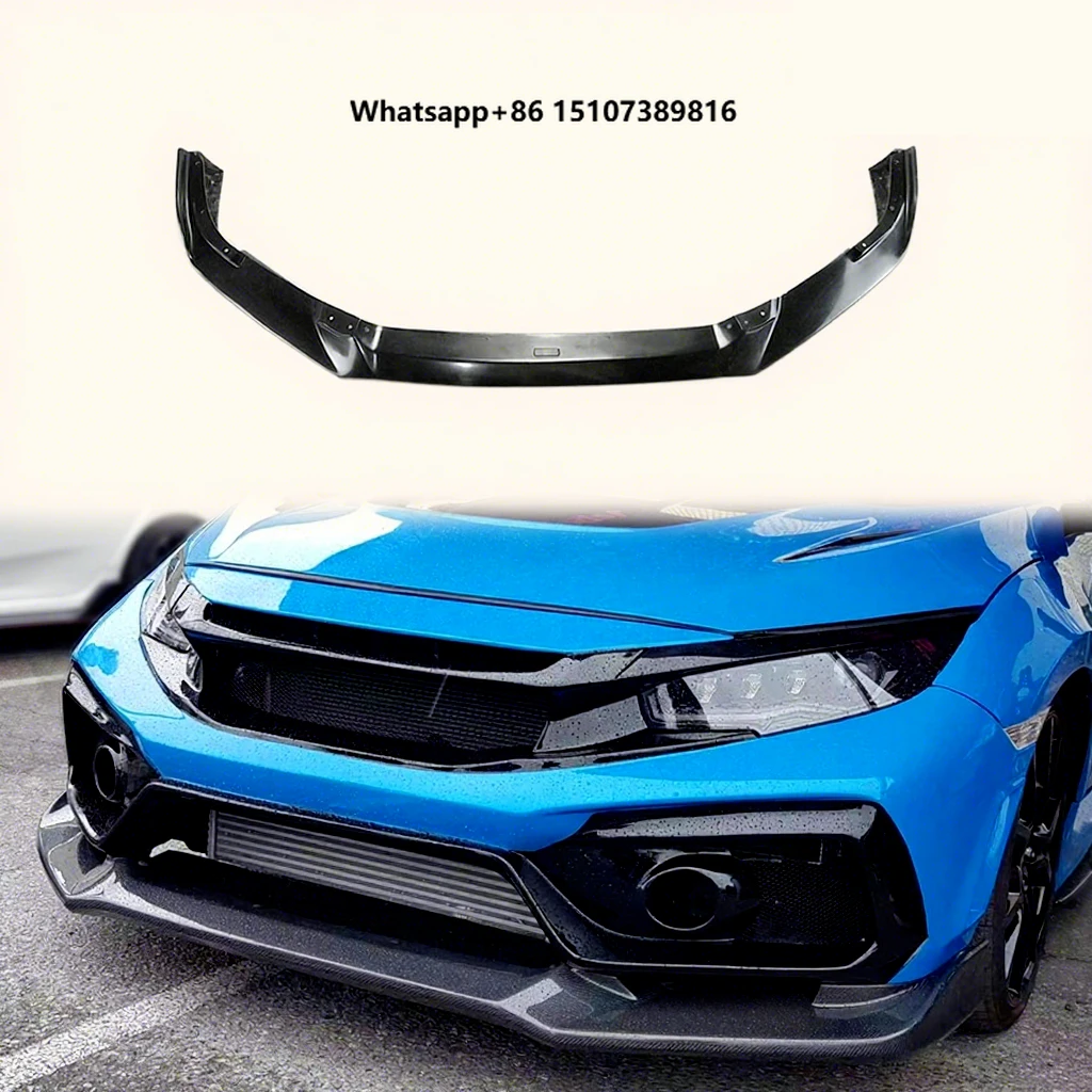 For Fiber Glass 17 Onwards Civic Type R FK8 VRSAR2 Style Front Lip 2Pcs (with IC Shroud) High Quality