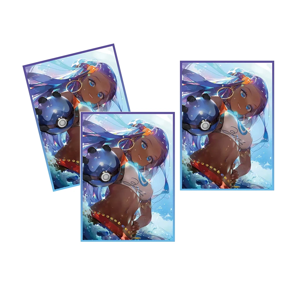 60PCS Foil Nessa Card Sleeves Holographic Anime Girl PTCG Standard Size Card Protectors Table Game 66x91mm For the fans