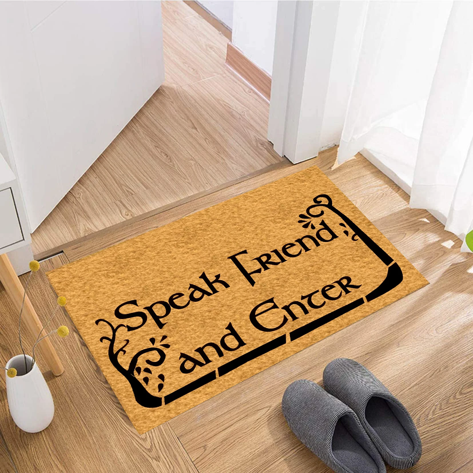 

Speak Friend and Enter Funny Doormat, Outdoor Rubber Backing, Anti-Slip Patio for Floor, Holiday Rug Decor, Home Door Mat