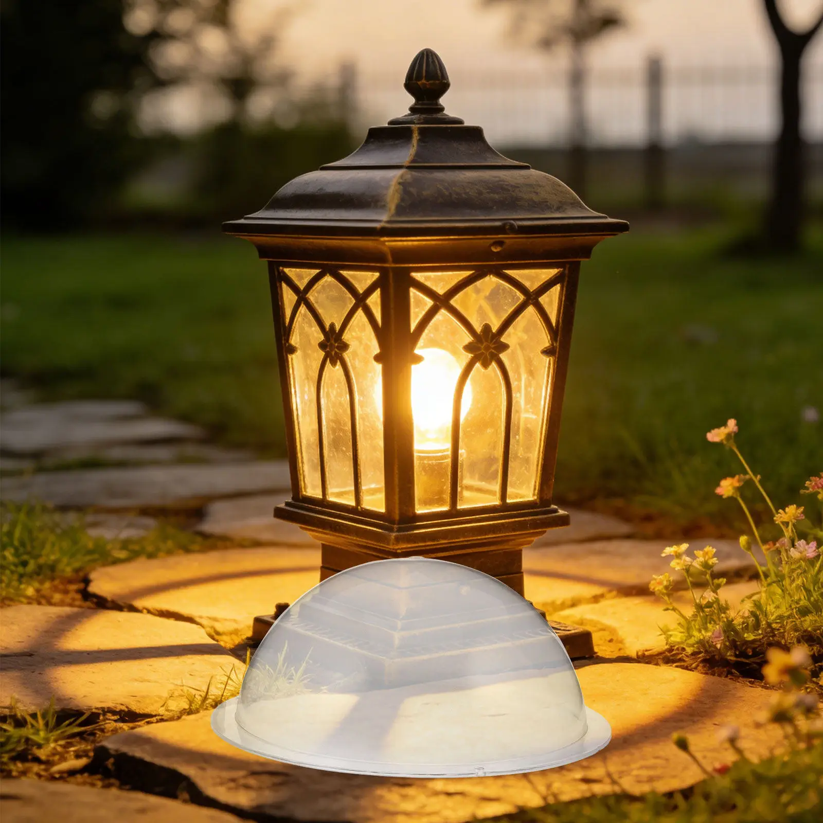 Community Landscape Light Cover Clear Acrylic Pathway Lamp Shade Cover 12 Inch Shatterproof Round Replacement for Yard Park