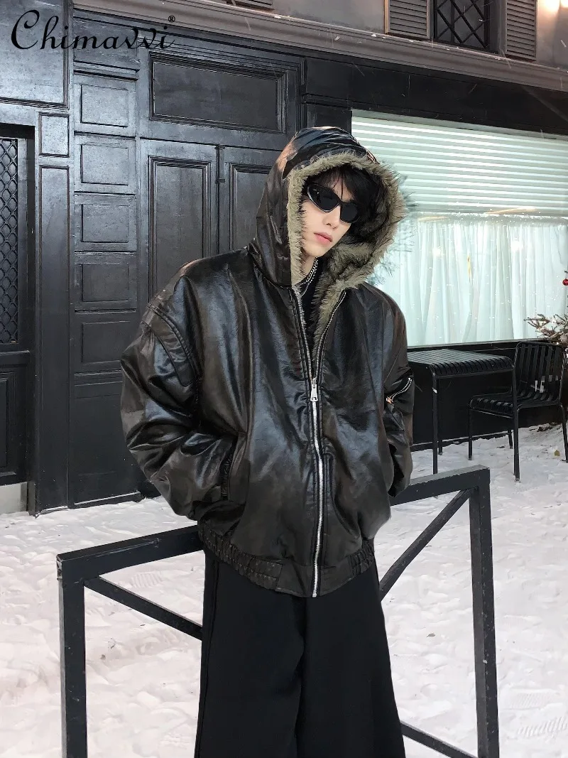 Manteau réversible robuste et élégant pour hommes, vêtements d'hiver, nouvelle mode, manches longues, chaud et élégant, manteau en fausse fourrure de vison, 2025