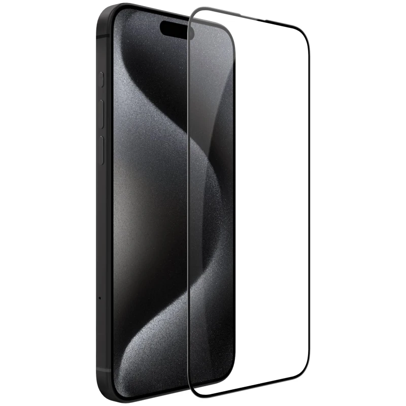 Vidro temperado 9H antirreflexo NILLKIN para iPhone 15 Pro Max, anti-impressão digital e sem bolhas, filme HD de cobertura total com bordas 2,5D