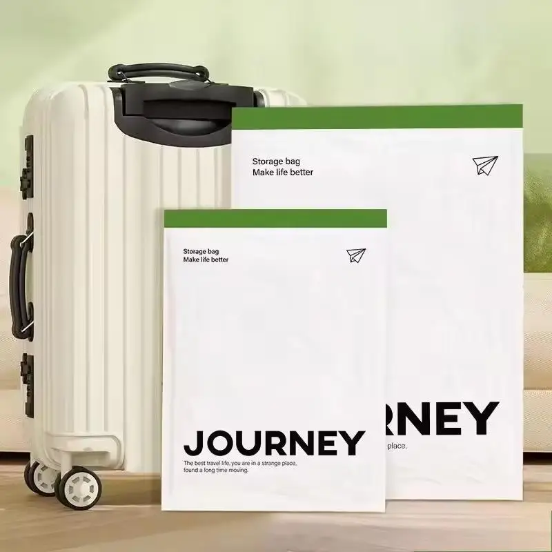 Portable Travel Vacuum Pouches 2 Pc No Pump Hand Roll Compression Storage Bags For Clothes Towels Socks Luggage Organizer