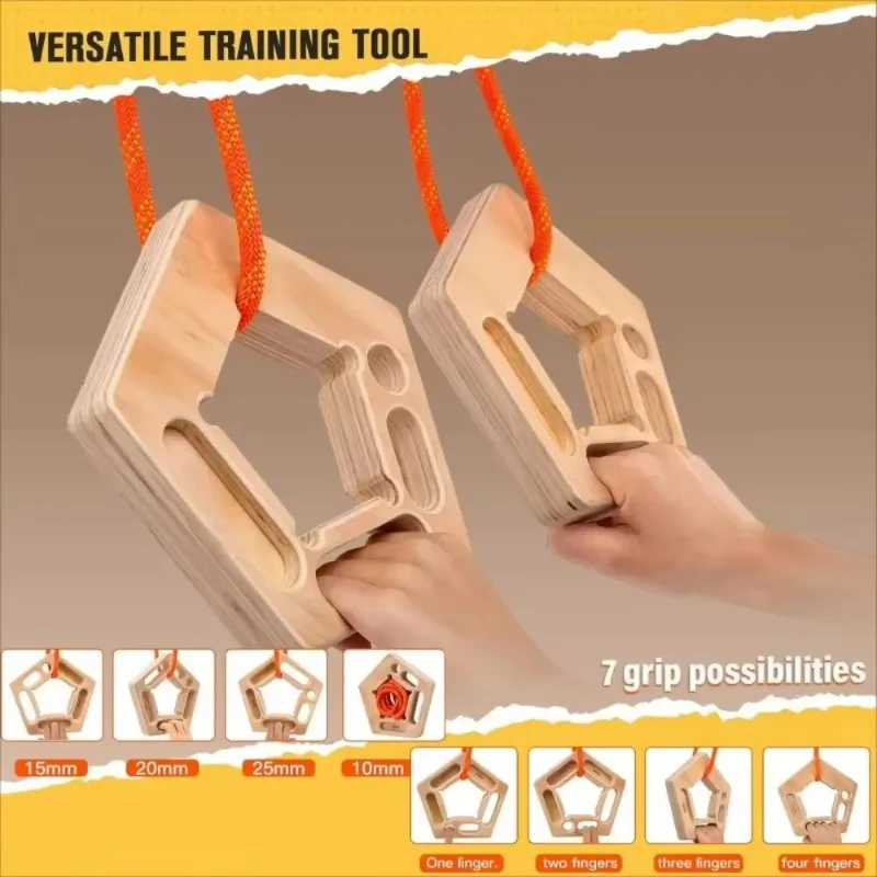 Outdoor Climbing Finger Strength Training Board Wooden Pull-Up Bar Hanging Board Practice Tool Forearm Strength Trainer