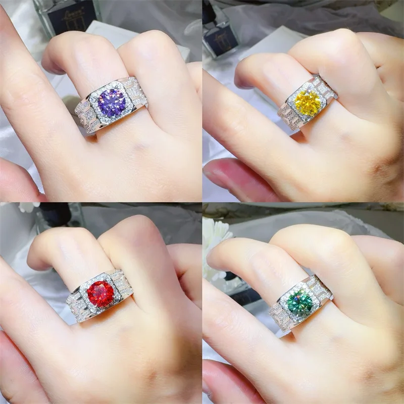 Gentleman Style Luxury Colored Diamond Ring For Men 2ct Moissanite PT950 Platinum | Unique colored diamond,exclusive men's taste