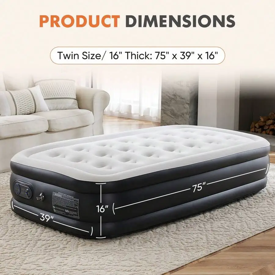Air Mattress, Portable Low Noise Colchone Inflable With Built In Pump, Maximum Weight Capacity 600 Lbs Air Bed For Camping