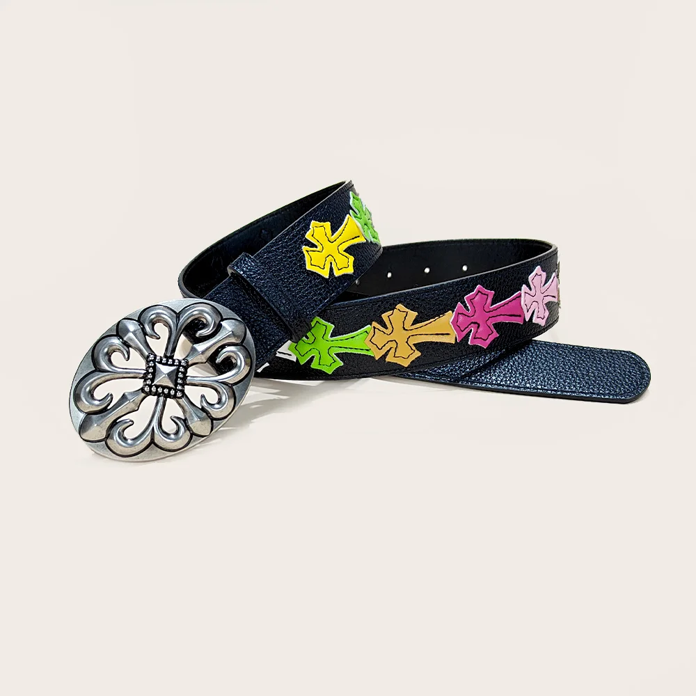 للجنسين الفاخرة مصمم حزام للرجال والنساء مع الملونة الصليب زنار الشرير نمط الرجعية الكلاسيكية 3.8 سنتيمتر واسعة حزام البنطال الجينز الذكور