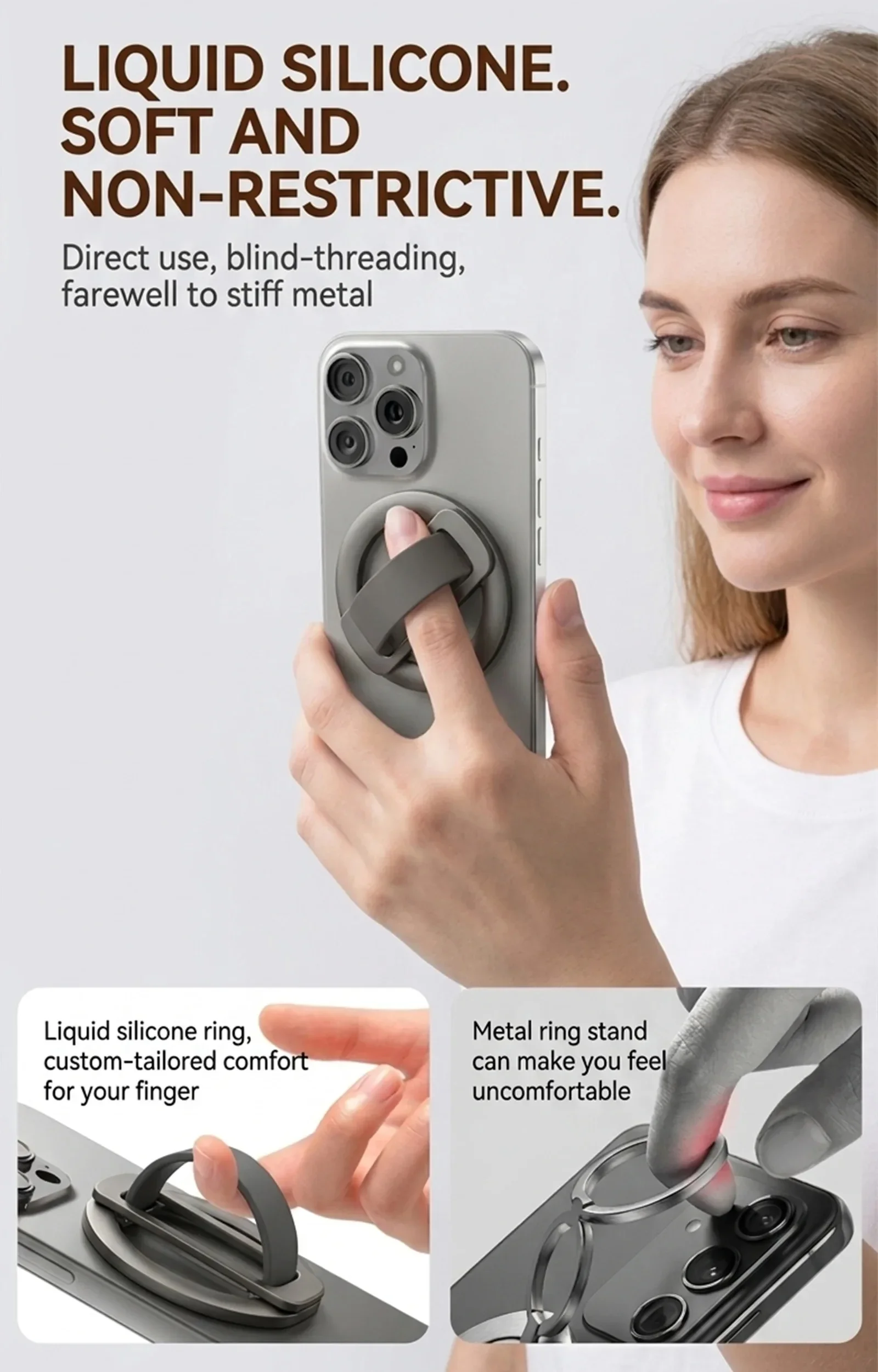 Silikon Magnetischer Faltbarer Handy-Fingergriff 360 ° Drehbarer Universal-Handyringhalter für MagSafe iPhone 17 Xiaomi Mobiltelefon – Detail 4