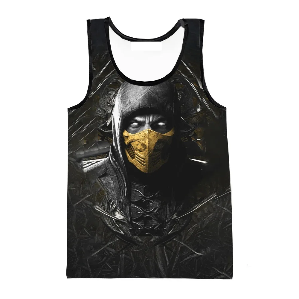 مورتال كومبات لعبة ثلاثية الأبعاد طباعة تانك القمم الرجال موضة عادية المتضخم اللياقة البدنية سترة رياضية الشارع الشهير بلا أكمام رجل الملابس #3