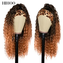 Long Afro Kinky Curly Headband Wig Synthetic Ice Headband Wig For Black Women Ombre Curly Wave Wig Organic Fiber Hair Blonde Wig