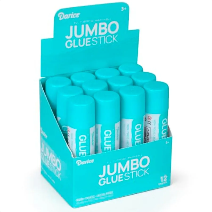 

Darice 12 Jumbo Glue Sticks 1.4 Oz All Purpose Stick Glue Strong Hold Easy Stick Quick Drying NonToxic Scrapbooking Back to Sch