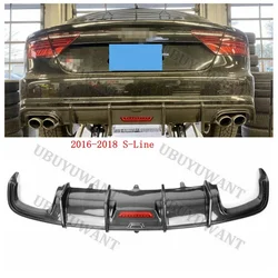For Audi A7 S-Line S7 RS7 2016 2017 2018 Real Carbon Fiber Rear Bumper Diffuser Lip Spoiler High Quality Car Accessories